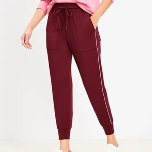 Lou & Grey burgandy with white side stripe Joggers